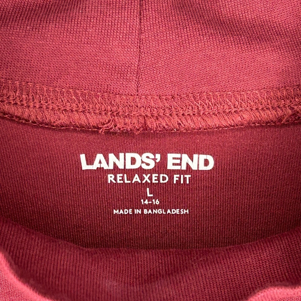 Lands End Relaxed Fit Mock Neck Long Sleeve Top Burgundy L Fall Minimal Layering - Picture 3 of 7